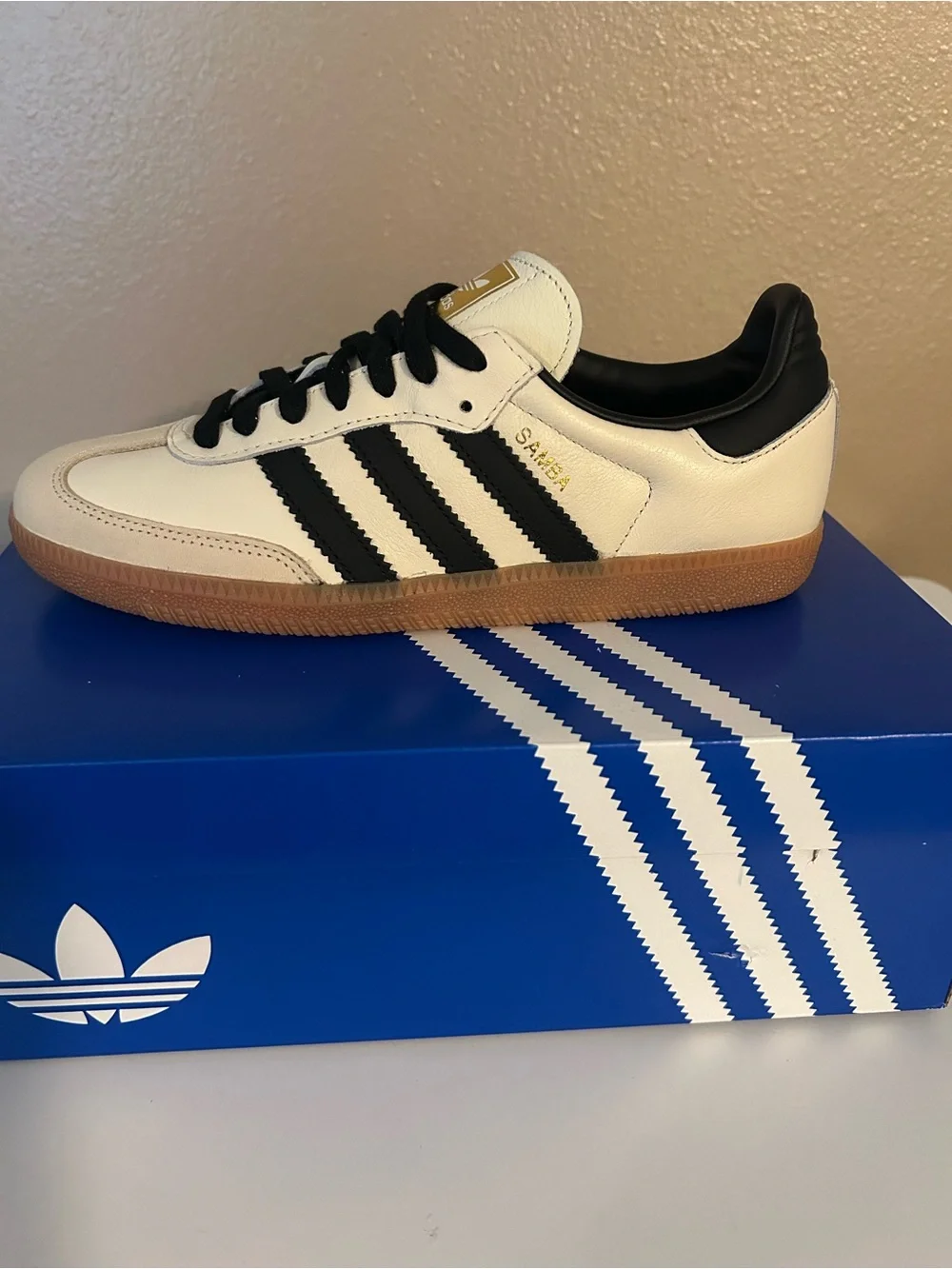 adidas Sambas OG Cream, Black & Gold Low-Top Sneakers - Picture 2 of 5